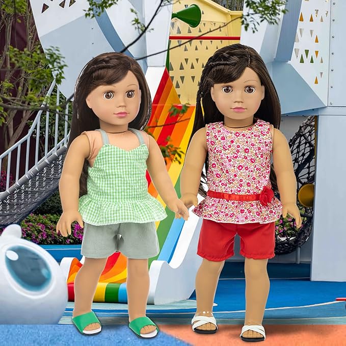 ZQDOLL 23 Pcs American Doll Clothes Dress and Accessories fit American 18 inch Dolls - Including 10 Complete Set of Clothing , Doll Accessories with Hair Bands and Hair Clip