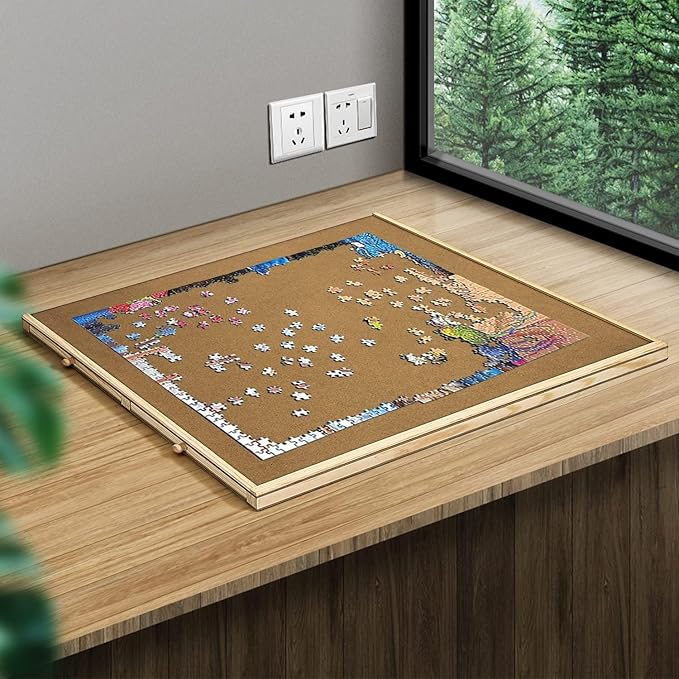 Puzzle Board with Drawers for 500 Piece Puzzle,25 x 19 Inch Wooden Jigsaw Puzzles Table for Adults, Game,Organizer,Storage,Accessories