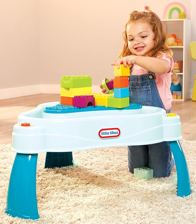 Little Tikes Build & Splash Water Table with 25 Piece Accessories - Wet/Dry Play, Indoor/Outdoor with Removeable Grow-with-Me Legs