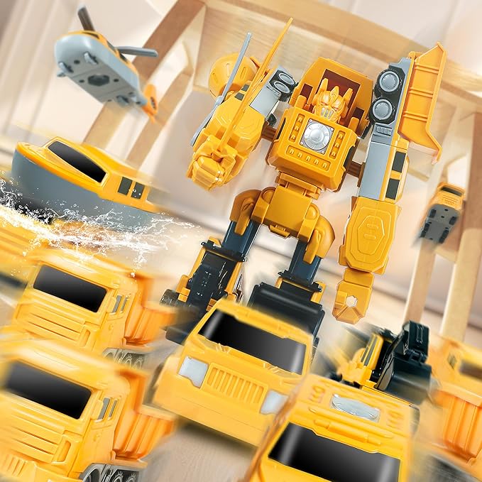 Magnetic Transform Engineering Car Assembled Toys with Storage Box, Transforming Robot Toy Construction Vehicle Toy Gift for Kids Age 3-5 4-8, Outdoor Toddler Activities Toys (35 Pcs)