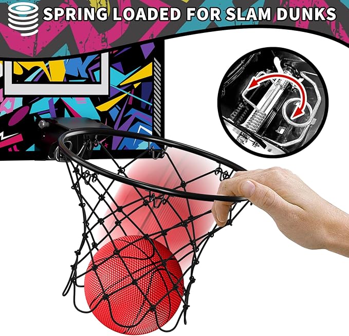 Basketball Hoop Indoor Basketball Toy Gifts for Kids Boys Girls Teens Adults, Suit for Bedroom/Office/Outdoor/Pool, Black