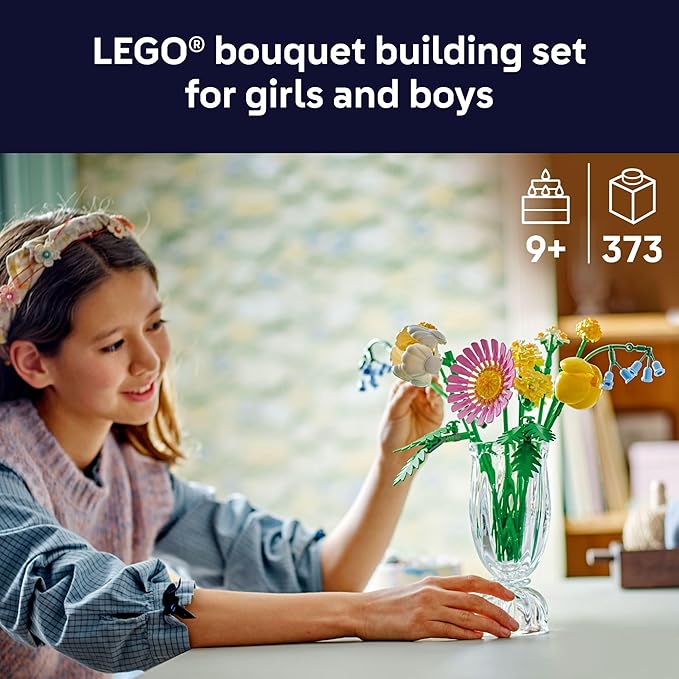 LEGO Botanicals Petite Sunny Bouquet Flower Set - Building Toy for Kids 9+ - DIY Floral Arrangement - Room Decor - Gift for Graduation - Faux Bluebells, Tulip, Daisy, and More - 10347