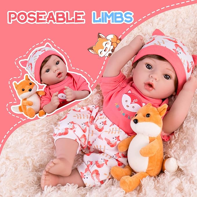 Aori Reborn Baby Doll Girl Realistic - 18 inch Lifelike Newborn Dolls with Bassinet, Real Life Baby Girl Dolls, Gift for Kids, Grandparents
