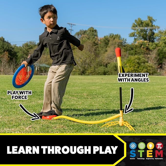 Stomp Rocket Stomp & Catch Rocket Launcher: Outdoor Fun for Kids! Includes 4 Sport Rockets - STEM Toy Blaster with Catching Net, Soars Up to 100 Feet for Boys & Girls, Ages 5 and Up