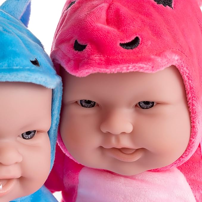 JC Toys Lots to Cuddle Babies 12-inch Small Soft Twin Baby Dolls Unicorn Theme| Washable | Pink and Blue | Includes Play Unicorns, Bottles, Pacifiers| for Children 12 Months +