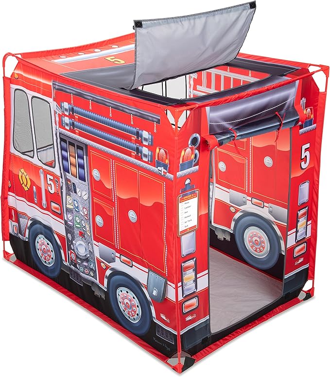 Melissa & Doug Fire Truck Play Tent Role Play Firefighter Tent, Fire Truck for Kids Ages 3+