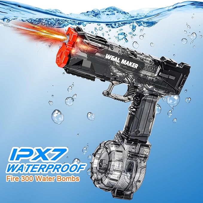 2P 2025 Upgraded Electric Water Gun with LED Flash and Type-C Charging, Automatic Squirt Guns 25-30 FT Range, Realistic Water Pistol for Summer Outdoor Pool Party Kid Sprinkler Toys
