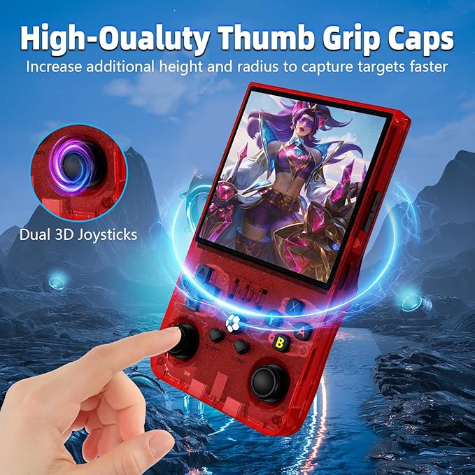 R36MAX Retro Handheld Game Console, 18000+ HD Games Mini Retro Video Console, 4.0 Inch IPS Screen, 64GB Memory, Portable Arcade Video Gaming Console Gift for Adults, Red