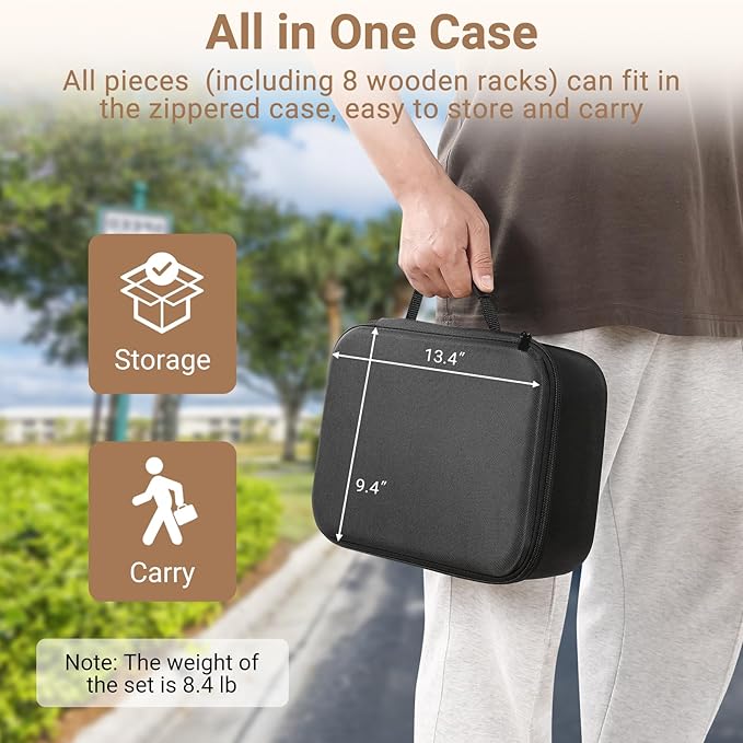 Mexican Train Dominoes Set with Numbers and 8 Wooden Trays/Racks, Double 15 Dominos Travel Set with 8 Tiles Holders, 136 Tiles Double 15 Colored Dominoes Game Set with Zippered Case for Family Kids