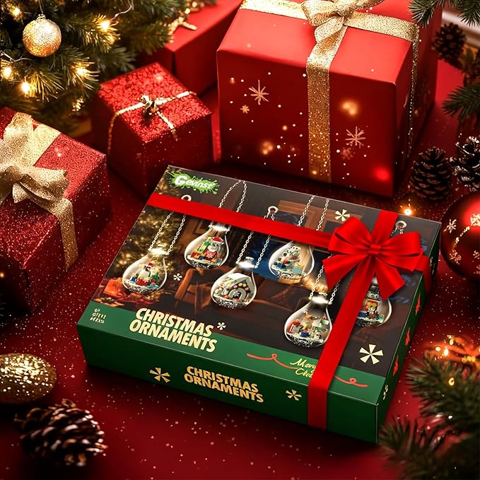 2025 Light-Up Christmas Ornament Building Kit — 647 PCS Holiday Building Blocks Set for Kids and Adults, Featuring Gingerbread House, Santa, Reindeer, Polar Bear, Nutcracker Soldier & Penguin