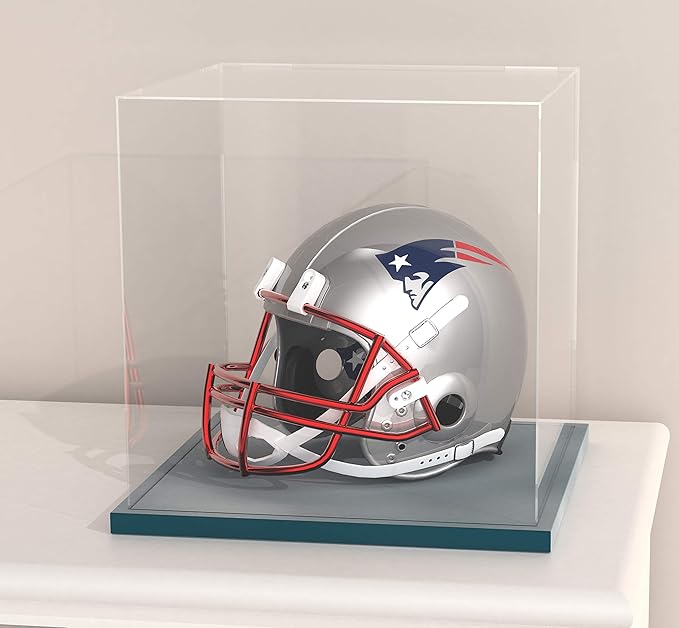 Acrylic Display Case with Navy Blue Velvet Base, Simple Self-Assembly Clear Acrylic Display Box with Lid, 6 Inch Cube Countertop Box for Collectibles, Home Organization (6x6x6 inch)