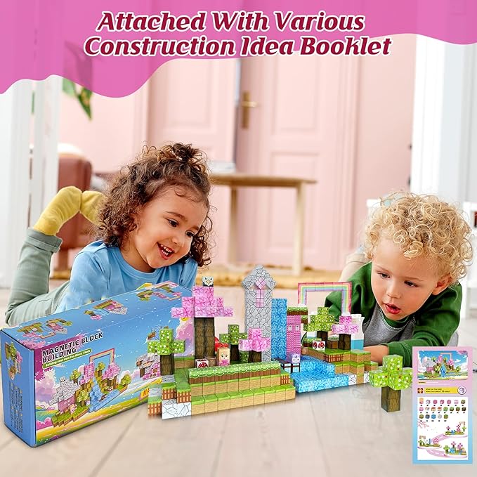 Magnetic Blocks - 110PCS Magnets Building Blocks World Set for Kids Ages 3-5 5-7 8-12, Magnetic Tiles Game Preschool Toys for 3 4 5 6 Year Old Girls Boys Gifts (Rainbow Home)
