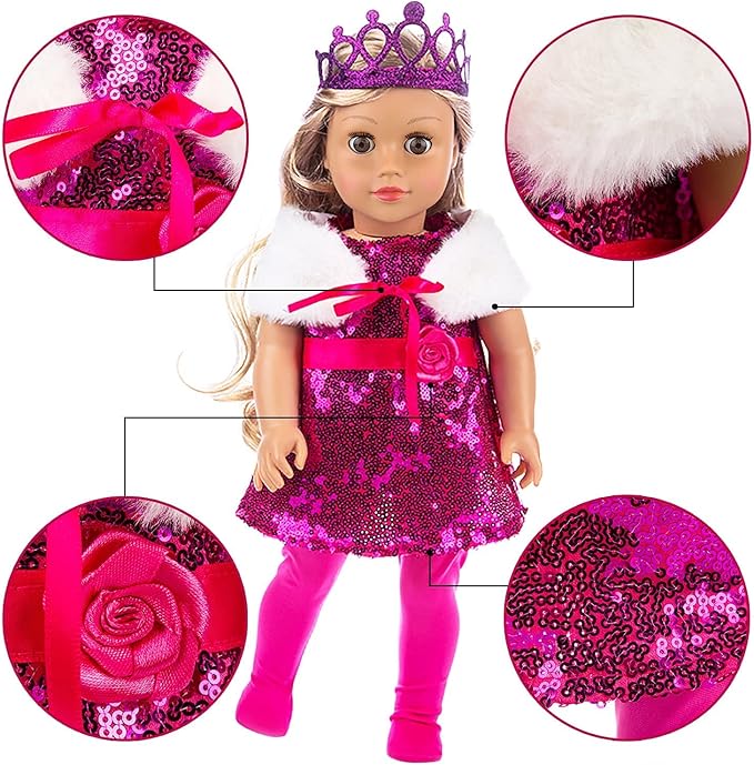 ZITA ELEMENT 24 Pcs American Doll Clothes for 18 inch Doll Clothes and Accessories - Doll Clothing Outfits Dress Swimsuits Tights for 18 Inch Dolls