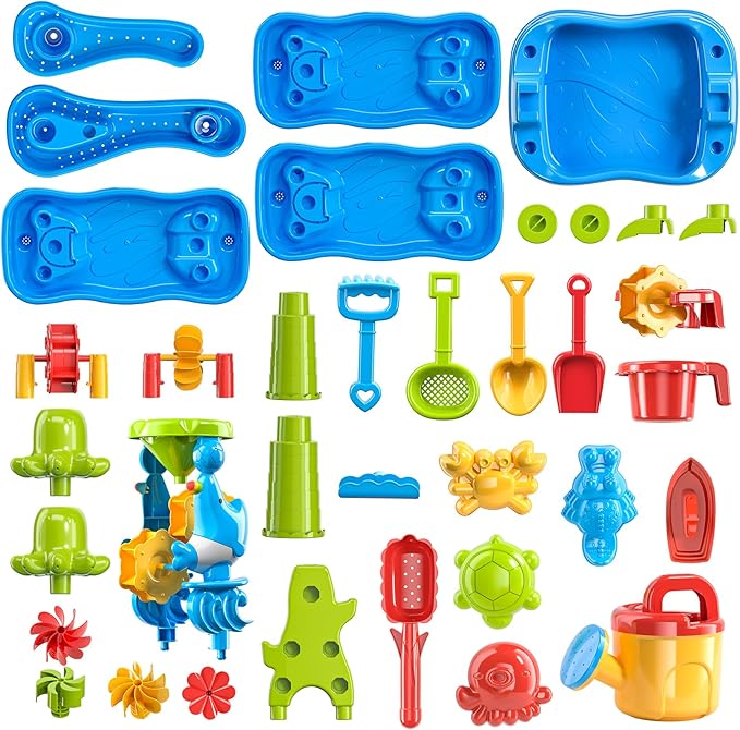 Water Table for Kids 3 4 5 6 7 8 Year Old - Water Table with Pond, Sensory Activity Playset, Sand Toys, Summer Outdoor Toys for Toddlers 3-5, Birthday Gifts for Boys Girls 3-8