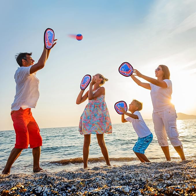 Toss and Catch Game Ball Set Beach Pool Outdoor Toys for Kids Ages 3-4 5-7 8-12, Toddler Baseball Training Glove Yard Games Backyard Outside Toys for 3 4 5 6 7 8 Year Old Boys Girls Gift