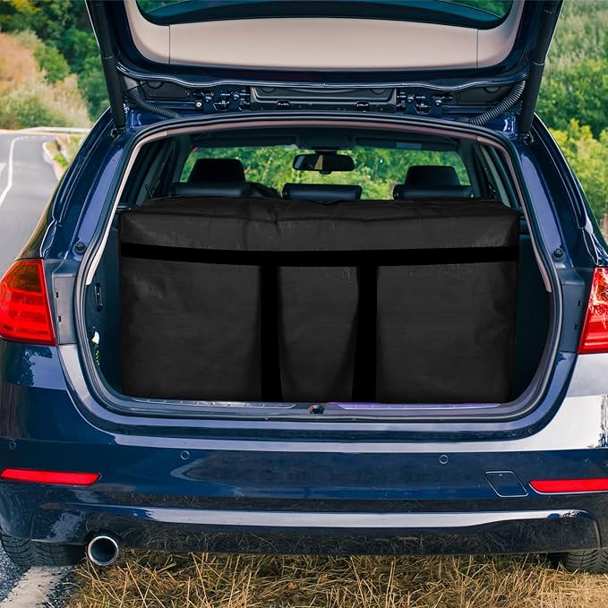 Windyun 4 Pack 98 Gallon Extra Large Storage Bags XXL Moving Bags with Zipper Handles Heavy Duty Jumbo Big Totes Box for Halloween Skeleton 4-12 Feet Christmas Tree Storage College Dorm Cloth (Black)