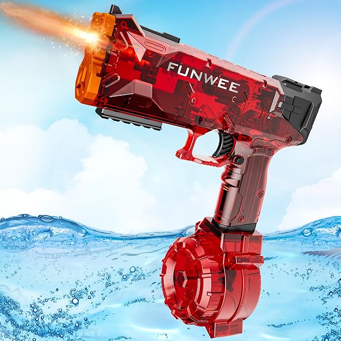 2025 New Upgrade Electric Water Guns for Adults Kids, Light Up Most Powerful Full Automatic Water Squirt Gun, Long Range Auto Classic Powerful Strongest Water Blaster, Outdoor Pool Gift Toy