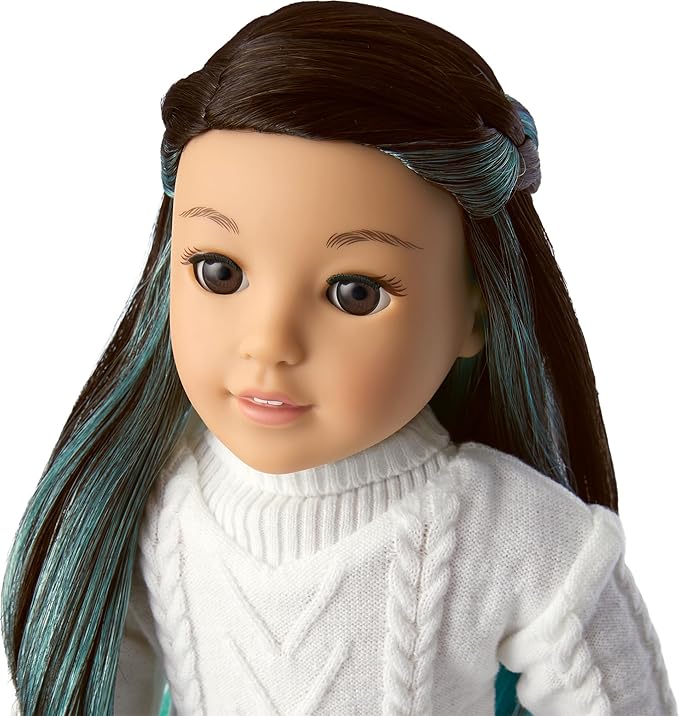 American Girl Corinne Tan Girl of the Year 2022 18-inch Doll and Book with Sweater, Leggings, and Boots, For Ages 8+