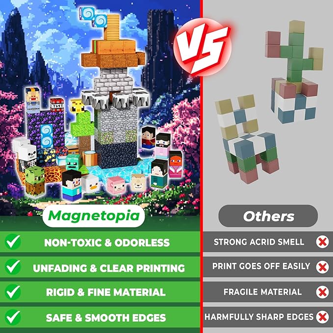 Magnetic Blocks - 150PCS Magnetic Building Blocks Cubes Adventurer, Magnet Toys for Kids Age 3+, Toy Building Set for Kids, Magnets Stacking Construction Birthday Gifts for Boys Girls Age 4-8, 8-12