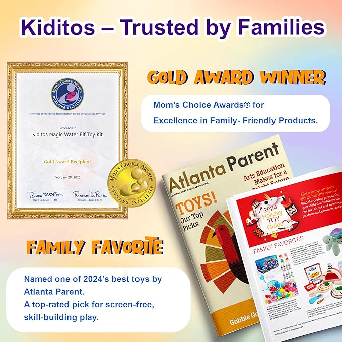 Kiditos Fruit Magic Water Elf Toy Kit,Aqua Fairy Water Gel Kit-20 Magic Gel&10 Molds-Make Your Own Water Elves&Squishy Toys–Fun Summer DIY Craft Kit,Birthday Gifts&Party Favors for Kids Ages 3+