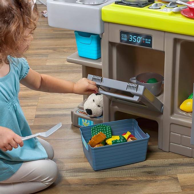 Step2 Contemporary Chef Kids Kitchen Playset, Indoor/Outdoor Kitchenette, Interactive Play with Lights and Sounds, Made of Durable Plastic, Includes 25 Piece Toy Accessories, For Toddlers 2+ Years Old
