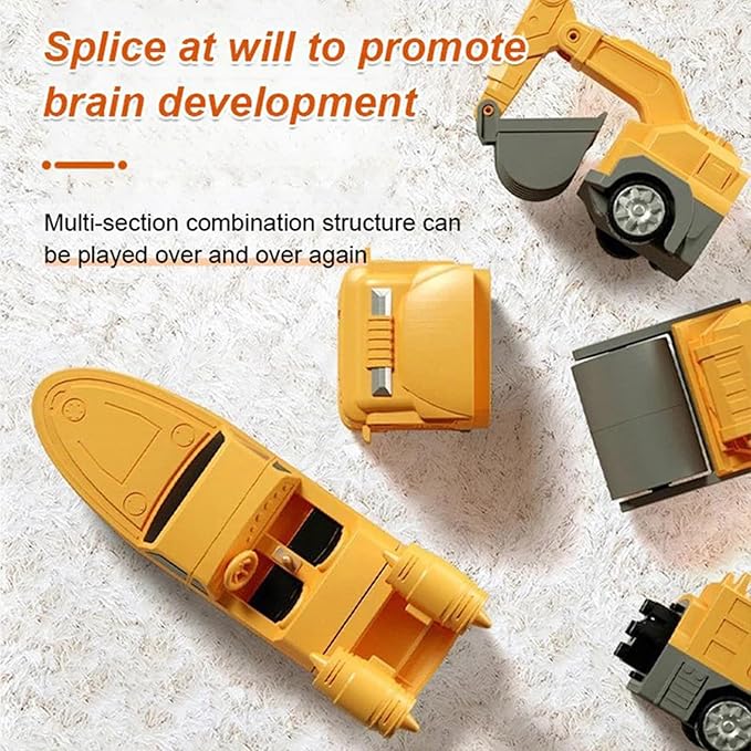 Mangetic Transform Engineering Car Assembled Toys, Transforming Robot Car Toy, Kids' Play Construction Vehicles, Outdoor Toddlers Activities Toys Magnetic Blocks for Kids Age 3-8(Yellow-35pcs)