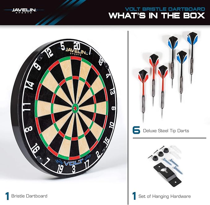 EastPoint Sports Bristle Dartboard Sets, High-Density Self-Healing Sisal Fibers, Easy-to-Mount Board - Perfect for Family Game Room, basements, bar, Man cave, or Garage