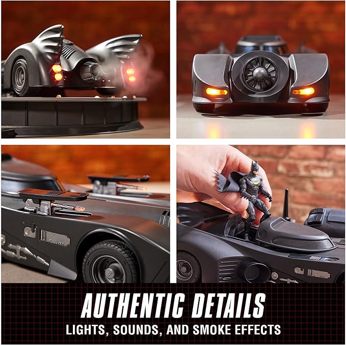 DC Comics, Official 1989 Batmobile RC, Exclusive Batman Figure, Limited Edition Collector's Item, Smoke Effects, Batcave Chargeable Base, Ages 14+
