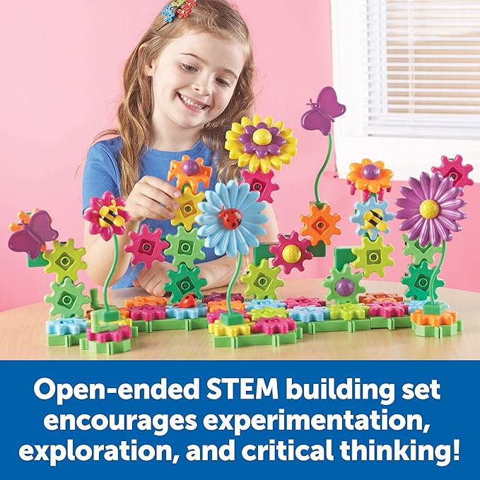 Learning Resources Gears! Gears! Gears! Build & Bloom Building Set - 116 Pieces, Ages 4+ Preschool Learning Toys, Gears for Kids, STEM Toys