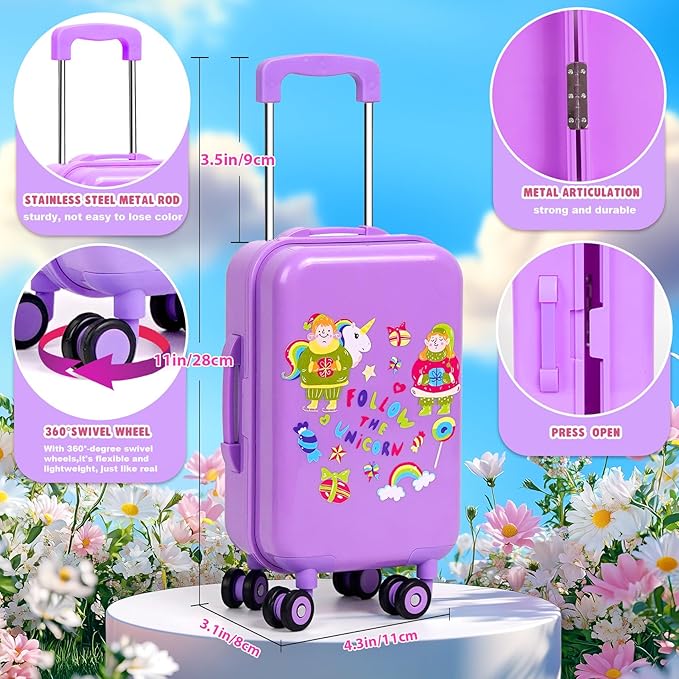 18-inch-Doll-Clothes and Accessories - Doll-Travel-Suitcase Luggage, Clothes and Shoes, Handbag, Berets,Passport, Notebook, Travel Gear Play Sets(No Doll)