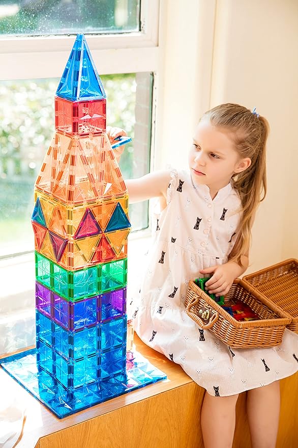 182PCS Premium MagneticTiles, MagnetTiles, STEM AUTHENTICATED,MEGA MagnetTiles, Magnetic Blocks, Magnetic Building Blocks, Magnets for Kids, MagneticTile Toy Boys Girls Age 3 4 5 6 7 8