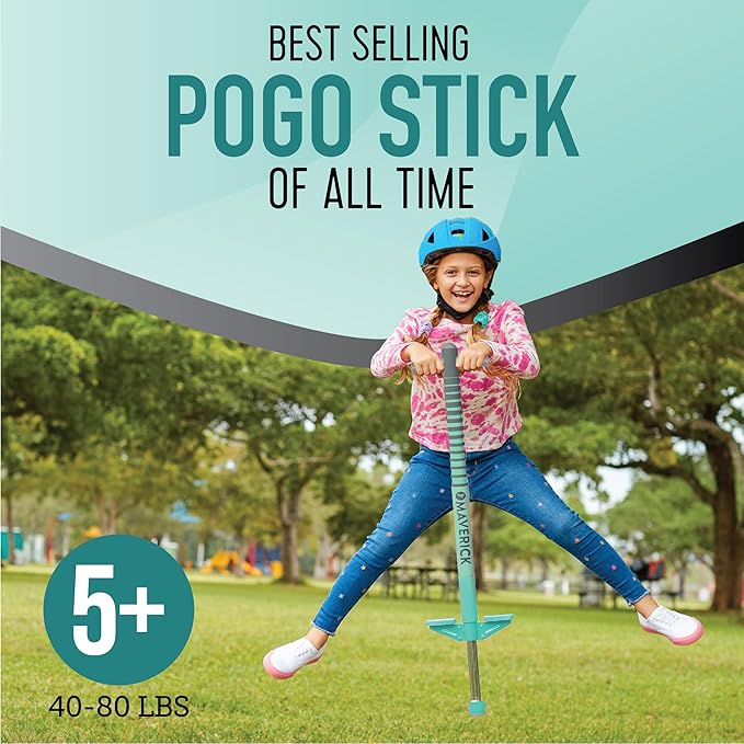 Flybar Maverick Pogo Stick for Kids Ages 5+, 40 to 80 Pounds, Perfect for Beginners, Easy Grip Handles, Anti-Slip Pegs, Outdoor Toys for Boys and Girls