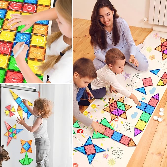 Magnetic Tiles Kids Toys for 3+ Year Old Boys & Girls, STEM Building Blocks Toys & Games, Sensory Toys for Toddlers, 3 4 5 6 7 8 Year Old Boy Birthday Gift
