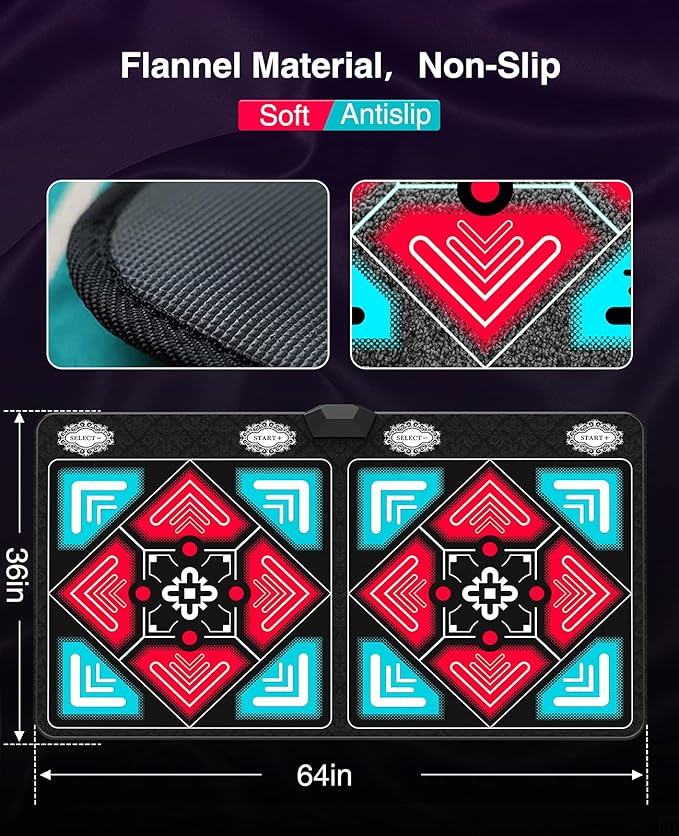 Dance Mat for Kids and Adults, Anti-Slip Wireless Electronic Dance Pad for TV, Wrinkle-Free, Soft & Cozy Playmat for Exercise & Games, Smart Camera & 2 Controllers, Gift idea(Classic Snowflake)