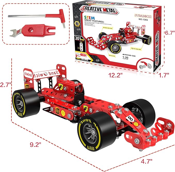 STEM Model Car Building Kit - DIY Science Projects Toys for Kids Ages 8-12-16, Fun Assembly Erector Toys Sets Model Car Birthday Gift for Kids Girls Boys 8 9 10 11 12 Years Old