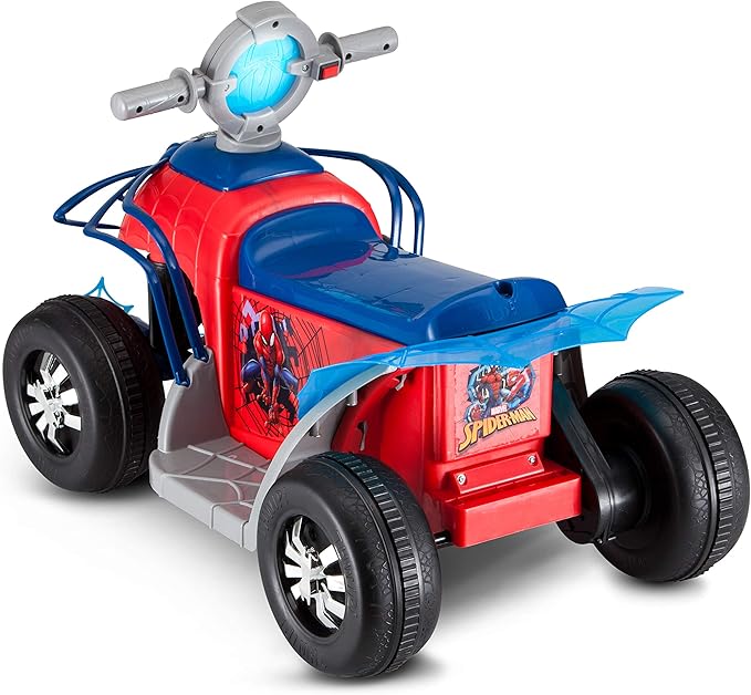 Kid Trax Toddler Marvel's Spider-Man Premium Toddler Quad Ride-On, Kids 18-30 Months, 6V Battery and Charger Included, Max Weight 44 lbs, Red