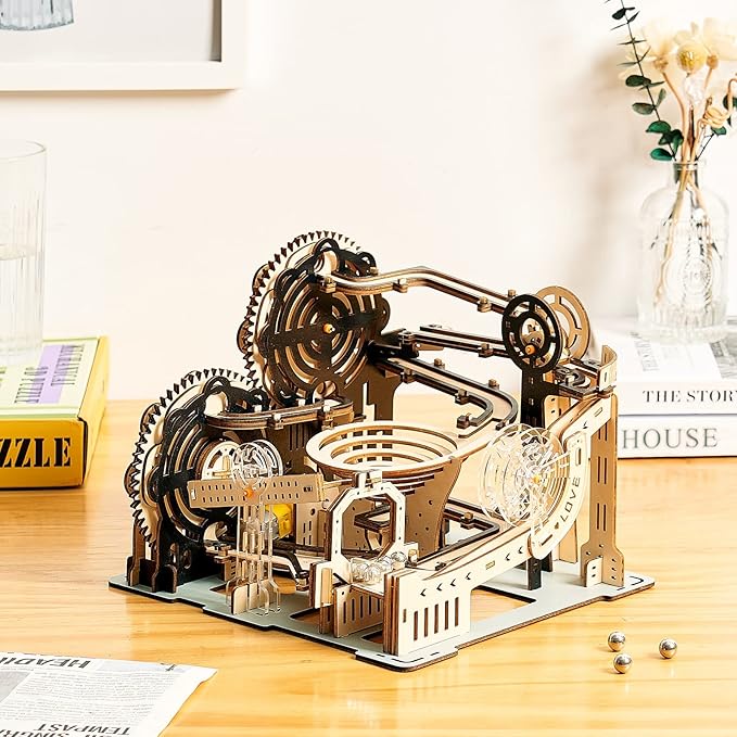 3D Wooden Puzzles Marble Run Set - Mechanical Model Kits with Motor, Brainteaser and Puzzle for Christmas/Birthday,Gifts for Adults and Teens to Build Combination