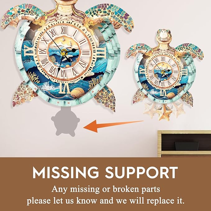 3D Puzzles for Adults Clock-Turtle Design Model Kit-Mechanical DIY Pendulum Clock with Roman Numerals-Desk Home Office Decor Personalized Gift for DIY Lovers