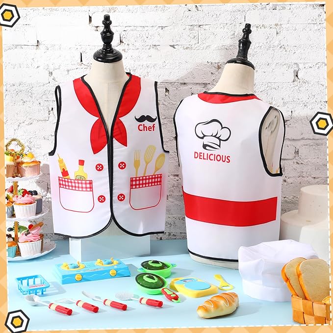 Panitay 12 Pcs Kids Community Helper Dress up Vest, Boy & Girl Career Cosplay Party Costume for Toddlers Occupation Role Play