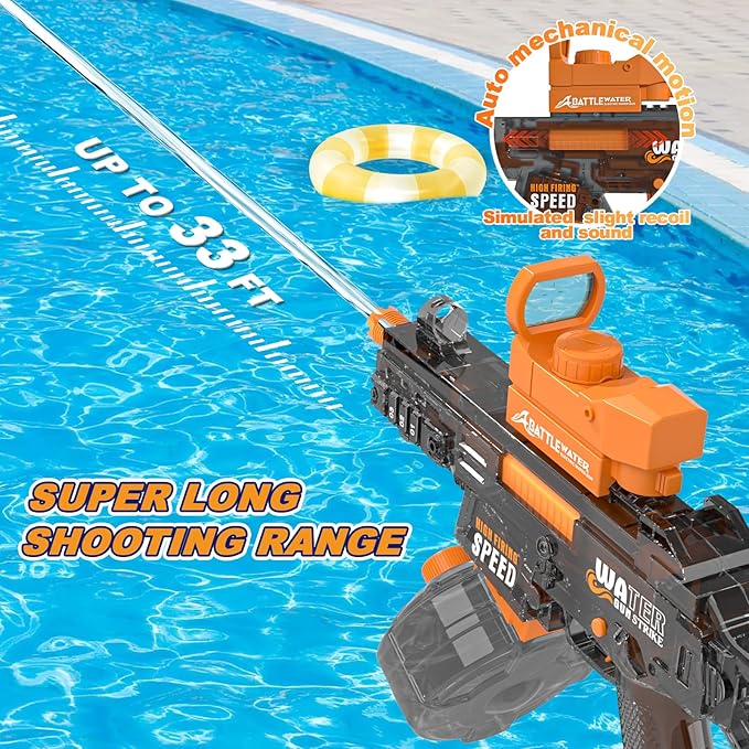 2 Pack Electric Water Guns for Adults Kids Automatic Squirt Water Gun High Capacity Water Gun Ultimate Battle Powerful Water Blaster Up To 33 FT Long Range Summer Outdoor Beach Swimming Pool Water Toy