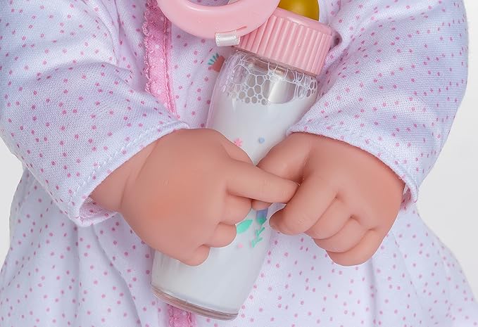 JC Toys La Baby Caucasian 20-inch Small Soft Body Baby Doll La Baby | Washable |Removable White and Pink Outfit w/Hat, Pacifier & Magic Bottle | for Children 12 Months +