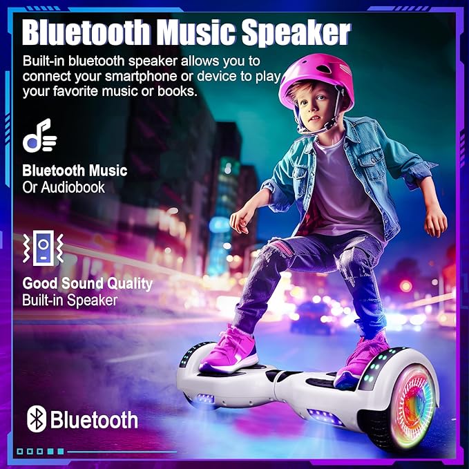 Self Balancing Scooters with Bluetooth & Corlorful LED Lights, Gifts for Kids & Adults & Girls & Boys, for All Ages