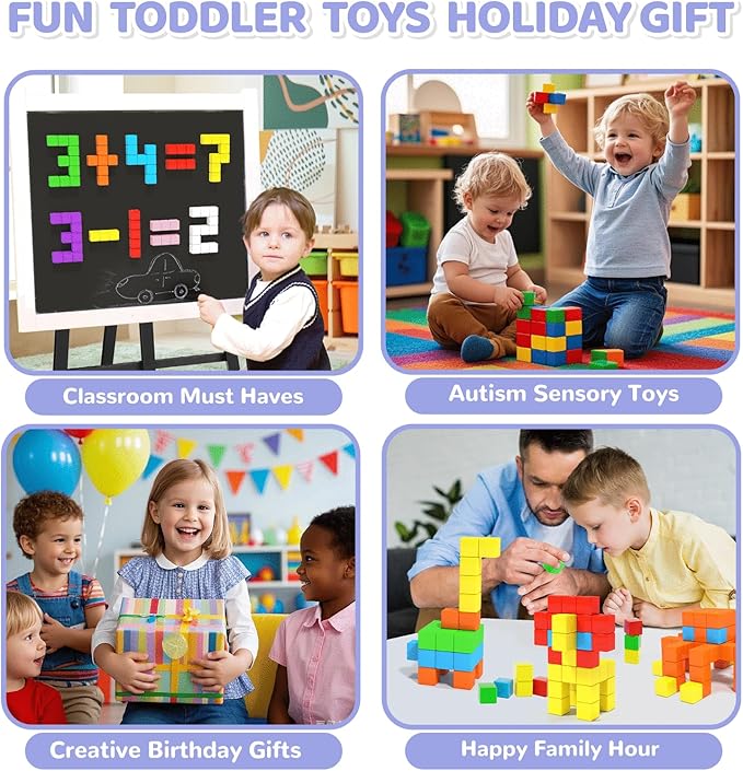 Magnetic Blocks 1.18 inch, Large Magnetic Cube Toy for Sensory STEM Education Preschool Magnet Toys for 3 4 5 6 Year Old Boys and Girls,Christmas Birthday Gifts for Kids Age 3+