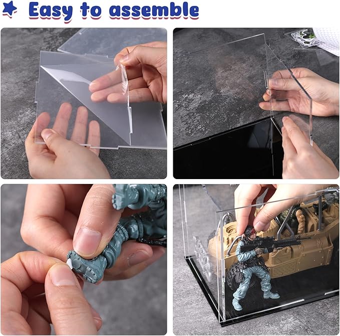 3 otters Army Men Playset and SWAT Team Toy Soldiers Action Figures with Military Weapons Accessories and Acrylic Display Case for Kids Boys Girls,16Pcs