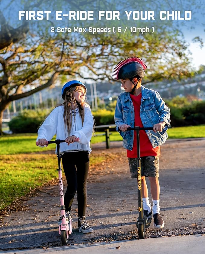 FanttikRide C9 Electric Scooter for Kids 8-12, Adjustable Handlebar Height for Riders 3.9-5.2 ft, 132 lbs, Up to 40 mins Continuous Time, 5 Miles Range, 2 Safe Max Speed 6/10 MPH