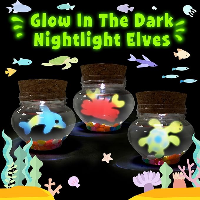AGENTLAN Magic Water Elf Toy Kit,Aqua Fairy Squishy Making kit with 10 Water gels&8 molds,Magic Jelly elf,Glow in The Dark Water Pets Craft Kits,Sensory Toy Gift Ages 3 4 5 6 7 8 9