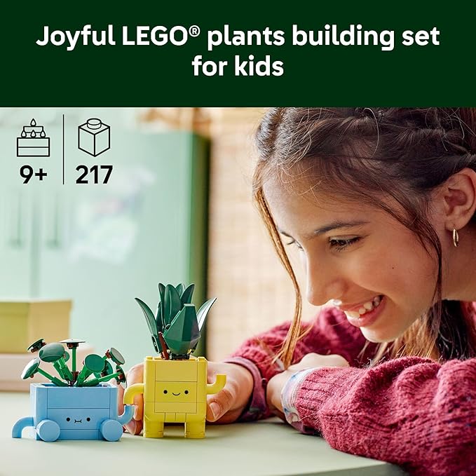 LEGO Botanicals Happy Plants Building Toy for Kids, Girls, and Boys 9+ - Playroom Decor for Desk or Shelf - Birthday Gift Idea for Young Gardeners - Artificial Indoor Plants for Play & Display - 10349