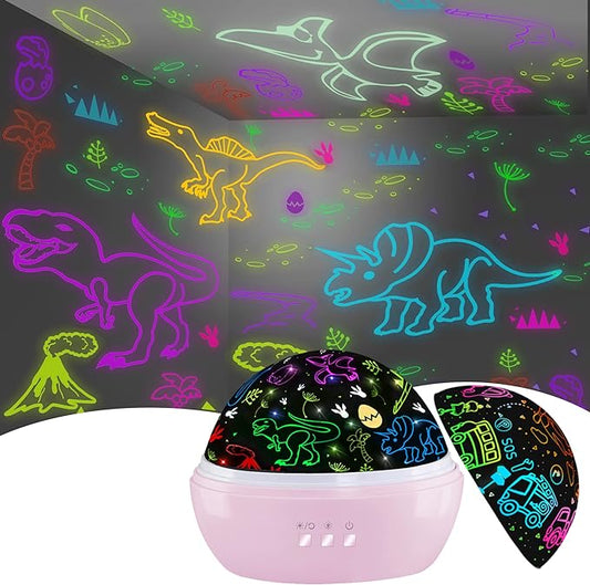 Dinosaur Toys for 3-8 Year Old Girls,Dino Projection Kids Toys for 3-8 Year Olds Girls 2 in 1 Car Toys for 3-10 Year Olds Girls,Chirstmas Toys Easter Gifts for 3-10 Year Olds Kids Toddler Toys (Pink)