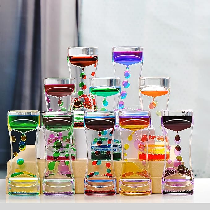 Liquid Motion Bubbler Timer Sensory Toys for Relaxation, 1 Pack Water Motion Timer Fidget Toy Anxiety Toys for All Age, drip Oil Motion Bubble Sensory Play for Office Home Table Decoration