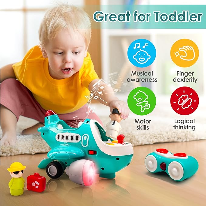 iPlay, iLearn Baby Airplane Toys, Cool Remote Control Plane Toy for Toddlers 2-3, Infant Music RC Helicopter W/Light Sound, Easter Birthday Gift for 18 24 Month 2 3 4 Year Old Boy Girl Kids Children